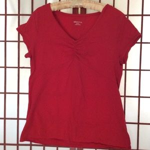 Solid Red Mini-Sleeve Top